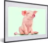 MuchoWow® Gerahmtes Poster Schwein - Rosa - Sockel - Tiere Produktbild-Vorschau 1