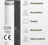 A roll of building material is shown next to a list of its features with icons. Produktbild-Vorschau