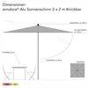anndora knickbarer Balkonschirm 2x2 m UV-Schutz UPF 50 Produktbild-Vorschau 2