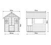 Diagrams of a wooden playhouse with dimensions. Produktbild-Vorschau
