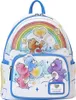 A white backpack with a colorful rainbow and Care Bears characters printed on it. Produktbild-Vorschau