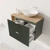 A modern bathroom vanity with an open drawer, showing the interior and a sink on top. Podgląd zdjęcia produktu