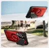 Two images showing a red phone case with a kickstand and MagSafe compatibility, one on a clean background and the other outdoors. Náhled obrázku produktu