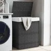 vidaXL Koš na prádlo s víkem Grey 46x33x60 cm Poly ratan Náhled obrázku produktu 2