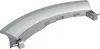 A silver-gray washing machine door handle is shown against a white background. Produktbild-Vorschau