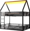 Letto a castello Sweiko 140x200 con recinzione e luce LED, Anteprima dell’immagine prodotto 9