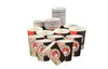 A collection of disposable coffee cups stacked and arranged. Produktbild-Vorschau