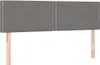 A headboard with two wooden legs against a white background. Produktbild-Vorschau