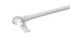 A white metal curtain rod with a clear crystal finial, mounted on a white bracket, against a white background. Produktbild-Vorschau