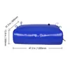 A blue water storage bladder with dimensions indicated by measurement lines and text. Voir les images du produit