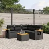 Design 6-tlg. Garten-Sofagarnitur mit Kissen Schwarz Poly Produktbild-Vorschau 1