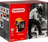 The image shows the packaging of a chainsaw safety helmet with a person using a chainsaw in the background. Produktbild-Vorschau