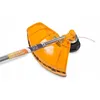 Close-up view of the cutting head and guard of a string trimmer. Produktbild-Vorschau