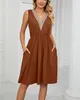 ASKSA Damen Kleider Sommer Ärmelloses V-Ausschnitt Kleid Produktbild-Vorschau 2