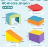 A diagram showing different foam building blocks with dimensions and labels. Produktbild-Vorschau
