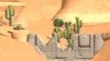 A desert landscape with cacti and a character sitting on a rock. Produktbild-Vorschau