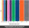 A collection of colored fitness bands with size and thickness information. Náhľad obrázku produktu