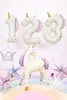 Ballon en aluminium licorne avec le chiffre 5 - 93 cm - Voir les images du produit 2