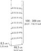 A diagram showing the dimensions and extendable height of a shoe rack. Náhled obrázku produktu