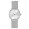 Damen Armbanduhr silber Zirkonia Edelstahl Milanaise Mesh Produktbild-Vorschau 4