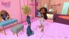 Two Bratz dolls in a pink room with a vanity and bed. Podgląd zdjęcia produktu