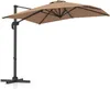 A rectangular cantilever umbrella with a brown canopy and a dark gray pole and base, shown against a white background. Podgląd zdjęcia produktu