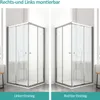 Two identical shower enclosures are shown side-by-side, demonstrating different door opening configurations. Anteprima dell’immagine prodotto