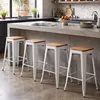 4x Stuhl Hocker Metall Farbwahl Used Look Sitzfläche Holz Produktbild-Vorschau 8