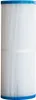 A white pleated pool filter cartridge with blue caps on the top and bottom. Produktbild-Vorschau