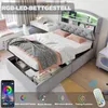 A bedroom scene featuring a bed with storage, LED lighting, and a smartphone interface. Náhled obrázku produktu