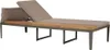 A chaise lounge with a wooden base and a brown cushion, shown against a white background. Produktbild-Vorschau