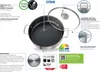 A diagram of a frying pan with callouts describing its features and benefits. Náhled obrázku produktu