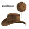 STAMP Herren Western Reiten Cowboy Leder Hut Braun Größe L Produktbild-Vorschau 2