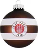 A brown and white striped Christmas ornament with the FC St. Pauli logo. Produktbild-Vorschau