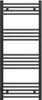 A black towel radiator against a white background. Podgląd zdjęcia produktu
