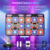A product information graphic showing a dance mat and its accessories with overlaid text and graphics. Produktbild-Vorschau
