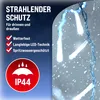 Close-up of a string of white LED lights with blue wire, set against a dark blue and gray background with falling snow effect. Text overlays highlight product features and an IP44 rating. Náhľad obrázku produktu