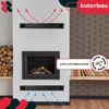 A fireplace with ventilation slots and decorative elements, illustrating airflow. Produktbild-Vorschau