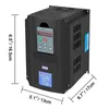A black variable frequency drive with dimensions indicated by lines and text. Anteprima dell’immagine prodotto