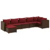 7-tlg. Garten-Lounge-Set mit Kissen Braun Poly Rattan Produktbild-Vorschau 1