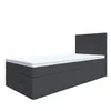 A single bed with a headboard and mattress is shown against a white background. Produktbild-Vorschau