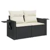 Design 6-tlg. Garten-Sofagarnitur mit Kissen Schwarz Poly Produktbild-Vorschau 3