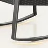 Close-up of the base of a rocking chair, showing the metal frame and the woven material of the seat. Produktbild-Vorschau