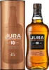 A bottle of Jura 10 Year Old Single Malt Scotch Whisky and its accompanying gift tube, presented side-by-side against a white background. Produktbild-Vorschau