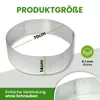 A circular metal garden border is shown with dimensions and material thickness indicated by text overlays and graphics. Produktbild-Vorschau