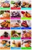 A collage of 12 different baked goods and desserts, each with a label in German. Produktbild-Vorschau