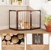A dog is inside a wooden pet gate in a room. Podgląd zdjęcia produktu
