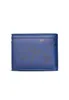 A blue bifold wallet with a world map design. Produktbild-Vorschau