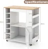 A diagram showing the dimensions of a kitchen cart. Voir les images du produit