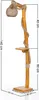 A floor lamp made of natural wood with a rope accent and a woven lampshade, shown against a white background with dimensions indicated. Anteprima dell’immagine prodotto